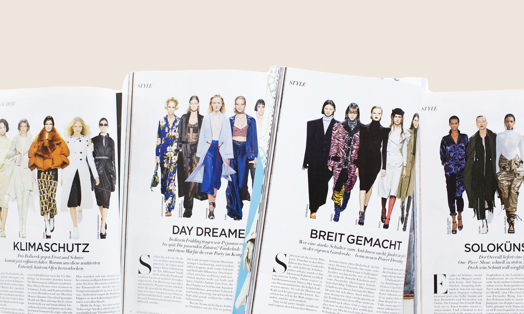 Example magazine pages from the style know how feature in Harpers Bazaar